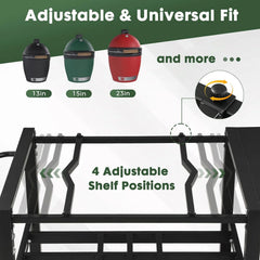 Outdoor Grill Table for Big Green Egg, BBQ Cart with Lockable Wheels
