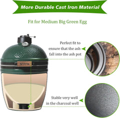 Cast Iron Ash Can with Handle for Medium Big GreenEggs,Charcoal Ash Pot Green Egg Accessories Must Haves,Perfectly Paired with Fire Grate/Charcoal Basket for Use | Quick & Easy Cleaning