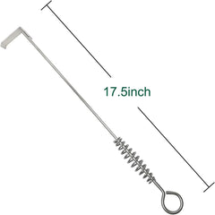 17.5" BBQ Ash Tool Poker Rake, Charcoal and Grill Cleaning Ash Tools for Big Green Egg, Kamado Joe and Other Charcoal Grills Corner Cleaner Accessories