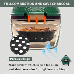 Charcoal Basket Carbon Steel Fire Bowl for MiniMax,Small&Medium Bigg Green Eggs,Heavy Duty Enamel Coated Charcoal Ash Basket with Handles,Fire Box Bowls Ash Basket also for JR Kamado Grill