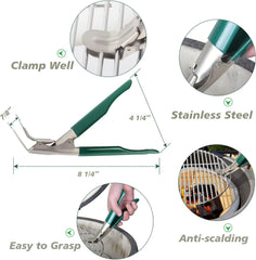 Charcoal Grill Ash Tool Set Compatible with Big Green Egg Accessories,Ash Pan+Rake+Grill Grate Lifter Charcoal Kamado Grill Cleaning Tools for KamadoJoe,Primo,Weber and Other Charcoal Grill