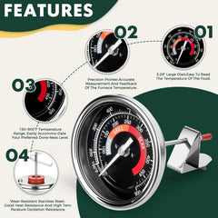 BBQ Grill Temperature Gauge Waterproof Large Face for for Big Green Egg,3.3" Grill Temperature Gauge for Big Green Egg Accessories 150-900°F Cooking Thermometer (3.3" for BGE)
