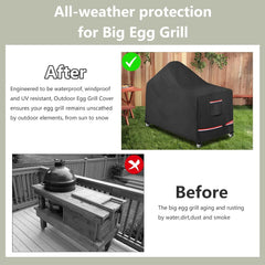 Grill Cover for 54 Inch Big Green Egg Grill Table, Waterproof Heavy Duty Outdoor Grill Cover, Kamado Ceramic BBQ Grill Cover, XL Green Egg Cover, Grill Cart Cover
