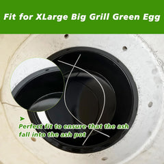 Ash Can with Handle Compatible with XL Big Green Egg,Charcoal Ash Collector Must Haves Green Eggs Accessories Carbon Steel Ash Pot with Enamel Coating Steel Folding Handle Kamado Ash Basket
