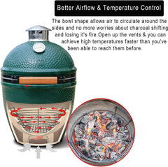 Lump Charcoal Fire Basket with Divider Big Green Egg Accessories,Stainless Steel Grill Ash Baskets for The Large Big Green Egg,Kamado Joe Classic