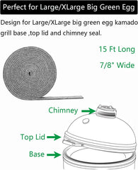 Gasket Replacement for Big Green Egg Large and XLarge Grill-for BGE Parts Accessories-High-Temp Material Seal with Scraper-Self Stick 15Ft x7/8" Wide