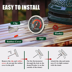 Upgrade Replacement Thermometer for Big Green Egg with 3.3" Dial
