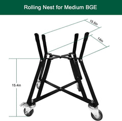 Medium BGE Nest,Grill Stand for BGE Accessories, Rolling Nest with Heavy Duty Locking Caster Wheels Powder Coated Steel for BGE Smoker Kamado Joe Grill Stand Accessories