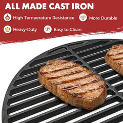 Cast Iron Cooking Grid for Medium Big Green Egg Accessories, Round Grill Grate Grids for BGE or Other Same Size Charcoal Grill