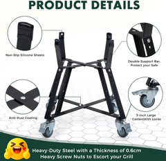 Large Big Green Egg Nest Grill Stand with Heavy Duty Locking Caster Wheels, Powder Coated Steel Rolling Cart for BGE Smoker Kamado Joe Accessories