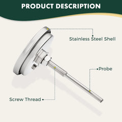 BBQ Grill Temperature Gauge Waterproof Large Face for Kamado Joe JR Barbecue Charcoal Grill Stainless Steel 150-900°F Cooking Thermometer (2.5" for KJ)