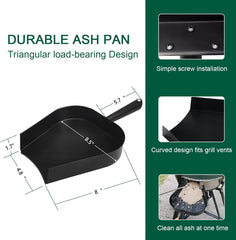18” BBQ Ash Removal Tool and Ash Pan for Big Green Egg Accessories, Stainless Steel Ash Tool Poker for BGE Primo and Other Charcoal Kamado Stove(AT+AP)
