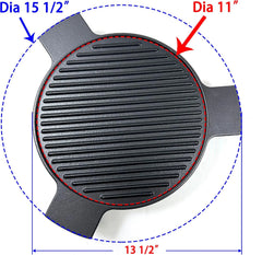 DC144 Cast Iron Plate Setter for Medium Big Green Egg Grill & Other 15" Dia Cooking Grills, Kamado Grill, 15" Smoking Stone, Pizza Stone, Heat Deflector with 3 Legs