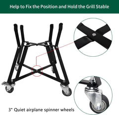 XLarge Big Green Egg Nest,Grill Stand for Big Green Egg Accessories,Rolling Nest with Heavy Duty Locking Caster Wheels Powder Coated Steel for BGE Smoker Kamado Joe Grill Stand Accessories
