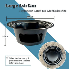 Ash Can with Folding Handle Compatible with Large Big Green Egg,Charcoal Ash Collector Must Haves Green Egg Accessories Carbon Steel Ash Pot High Temperature Resistance Kamado Ash Basket