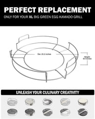 Replacement 1-Piece XL ConvEGGtorBasket Rack for Big Green Egg X-Large, BGE EGGpsnder Accessories - Easy Placement or Removal of Grill Heat Deflector or Cast Iron Plate Setter, Stainless Steel Rack
