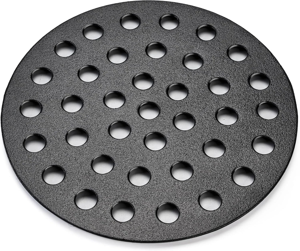 Round Cast Iron Fire Grate BBQ High Heat Charcoal Plate for Large Big Green Egg Bottom Grill Parts Accessories-9 inch