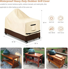 Grill Cover for 54 Inch Big Green Egg Grill Table, Waterproof Heavy Duty Outdoor Grill Cover, Kamado Ceramic BBQ Grill Cover, XL Green Egg Cover, Grill Cart Cover