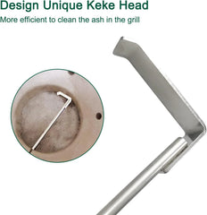 17.5" BBQ Ash Tool Poker Rake, Charcoal and Grill Cleaning Ash Tools for Big Green Egg, Kamado Joe and Other Charcoal Grills Corner Cleaner Accessories
