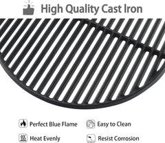 18 3/16" Grill Grates for Large Big Green Egg, Cast Iron Grid Grates Replacement for Kamado Joe KJ23RH Classic I, KJ-23RHC Classic II, KJ23NRHCI Classic III, Vision Grill VGKSS-CC2, B-11N1A1-Y2A