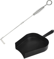 18” BBQ Ash Removal Tool and Ash Pan for Big Green Egg Accessories, Stainless Steel Ash Tool Poker for BGE Primo and Other Charcoal Kamado Stove(AT+AP)