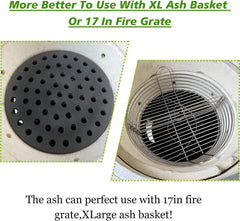 Ash Can with Handle Compatible with XL Big Green Egg,Charcoal Ash Collector Must Haves Green Eggs Accessories Carbon Steel Ash Pot with Enamel Coating Steel Folding Handle Kamado Ash Basket