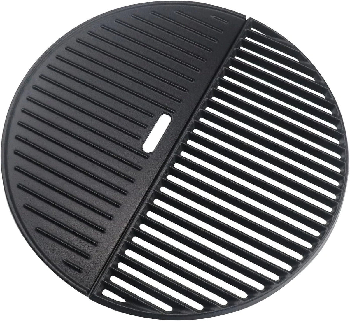 18" Half Moon Cooking Grate and Half Moon Reversible Griddle Replacement for Kamado Joe Classic III II I, Large Big Green Egg Kamado, Cast Iron Grid Grate for Weber Kettle 18" Charcoal Part