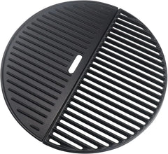 18" Half Moon Cooking Grate and Half Moon Reversible Griddle Replacement for Kamado Joe Classic III II I, Large Big Green Egg Kamado, Cast Iron Grid Grate for Weber Kettle 18" Charcoal Part