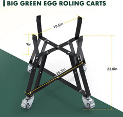 Large Big Green Egg Nest Grill Stand with Heavy Duty Locking Caster Wheels, Powder Coated Steel Rolling Cart for BGE Smoker Kamado Joe Accessories