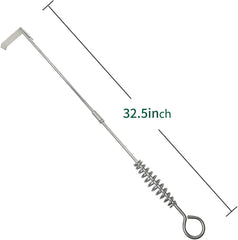 32.5" BBQ Ash Tool Poker Rake, Charcoal and Grill Cleaning Ash Tools for Big Green Egg, Kamado Joe and Other Charcoal Grills Corner Cleaner Accessories