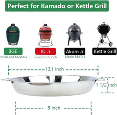 10.1" Reusable Drip Pan for Big Green Egg Small, Kamado Joe Jr and Akorn Jr