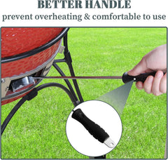 BBQ Ash Tool for Big Green Egg Stainless Steel Ash Poker for Kamado Joe Charcoal Smoker Wood Burning Stove Ash Rake,Ash Tool for Other Charcoal Grills Corner Cleaner Accessories 17.5"