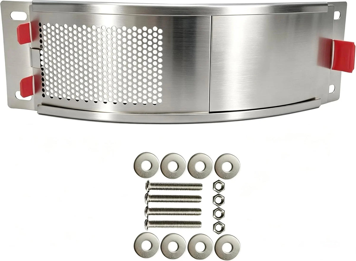 Stainless Steel Draft Door Fits for Medium & Large Big Green Egg Grill, Replacement Parts for Bottom Vent with Punched Mesh Screen