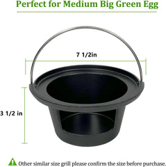 Cast Iron Ash Can with Handle for Medium Big GreenEggs,Charcoal Ash Pot Green Egg Accessories Must Haves,Perfectly Paired with Fire Grate/Charcoal Basket for Use | Quick & Easy Cleaning