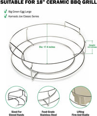 Replacement 1-Piece ConvEGGtorBasket Rack for Big Green Egg Large, BGE EGGpsnder Accessories - Easy Placement or Removal of Grill Heat Deflector or Cast Iron Plate Setter, Stainless Stack Rack Parts