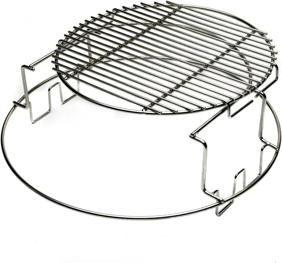 Replacement BGE 2-Piece Multi-Level Rack for Large Green Egg, Stainless EGGspander Kit - Multi-Function Cooking System Expander Grill Stack Rack Works for Direct and Indirect Cooking