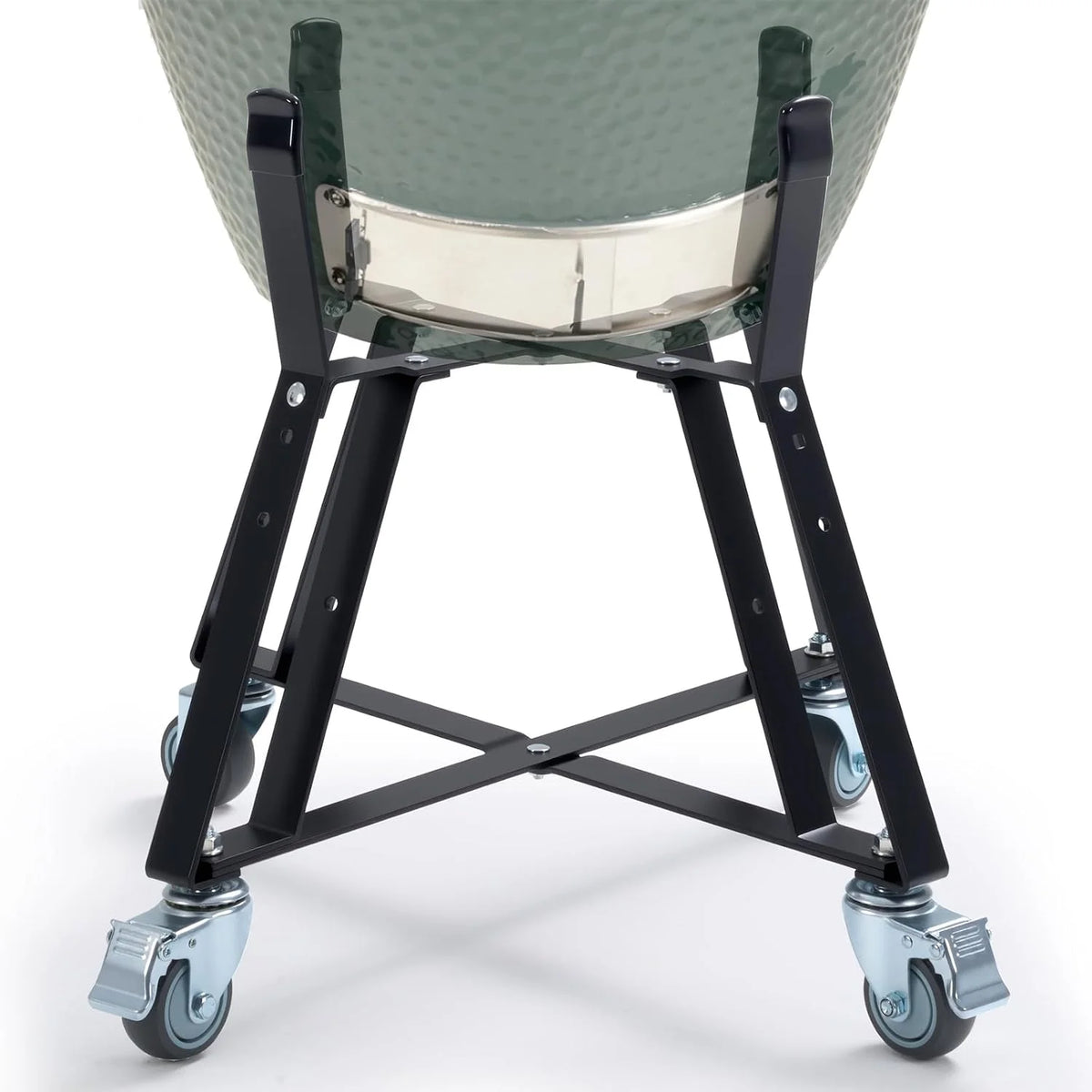 Large Big Green Egg Nest Grill Stand with Heavy Duty Locking Caster Wheels, Powder Coated Steel Rolling Cart for BGE Smoker Kamado Joe Accessories
