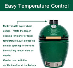 Cast Iron Cap for Big Green Egg Dual Function Metal Top, Daisy Wheel Chimney Cap for M/L/XL/XXL Big Green Egg Accessories Replacement