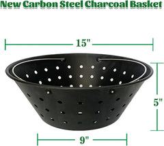 Carbon Steel Charcoal Basket Fire Bowl Compatible with Large Big Green Egg,Ash Basket Kamado Grill Accessories Fire Box Bowls Ash Basket,Kamado Grill Joe Classic and Other Similar Grills