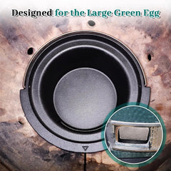 Cast Iron Ash Can with Handle for Large Big GreenEggs,Charcoal Ash Pot Green Egg Accessories Must Haves,Perfectly Paired with Fire Grate/Charcoal Basket for Use | Quick & Easy Cleaning