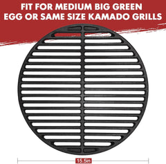 Cast Iron Cooking Grid for Medium Big Green Egg Accessories, Round Grill Grate Grids for BGE or Other Same Size Charcoal Grill