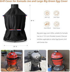 Grill Cover for Kamado Joe and Big Green Egg Cover, Large Big Green Egg Grill Accessories, Waterproof Grill Covers, 22" Dia x 30" H