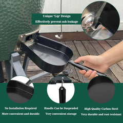 Ash Pan Compatible with Big Green Egg Ash Removal Tool Green Egg Accessories Kamado Grill Joe and other Charcoal Kamado Stove,BBQ Charcoal Grill Ash Scoop Fire Poker