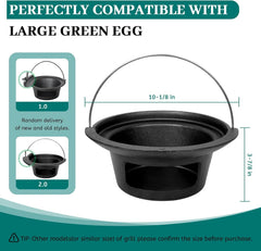 Cast Iron Ash Can with Handle for Large Big GreenEggs,Charcoal Ash Pot Green Egg Accessories Must Haves,Perfectly Paired with Fire Grate/Charcoal Basket for Use | Quick & Easy Cleaning