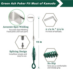 Charcoal Grill Ash Tool Set Compatible with Big Green Egg Accessories,Ash Pan+Rake+Grill Grate Lifter Charcoal Kamado Grill Cleaning Tools for KamadoJoe,Primo,Weber and Other Charcoal Grill