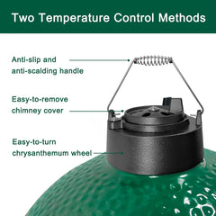 Cast Iron Cap for Big Green Egg Dual Function Metal Top, Daisy Wheel Chimney Cap for M/L/XL/XXL Big Green Egg Accessories Replacement