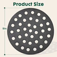 Round Cast Iron Fire Grate BBQ High Heat Charcoal Plate for Large Big Green Egg Bottom Grill Parts Accessories-9 inch