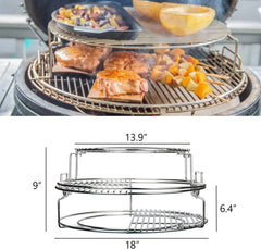 5 Piece Replacement Kit for Big Green Egg Large, Rack for Eggspander 5 Piece Kit Conveggtor Basket 304 Stainless Steel Grill Stack Rack with Removable Cooking System Expander Rack