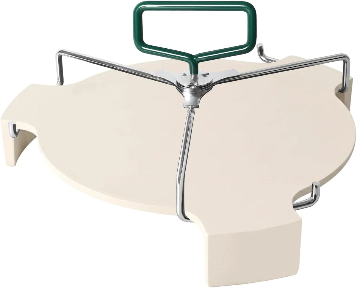 Large Ceramic Plate Setter Heat Deflector with All-Round Lifter Set Compatible with Large Big Green Egg,and Other Similar Sized Kamado Grill,18 In Ceramic Egg Grill
