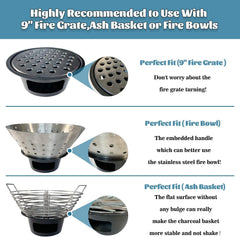 Ash Can with Folding Handle Compatible with Large Big Green Egg,Charcoal Ash Collector Must Haves Green Egg Accessories Carbon Steel Ash Pot High Temperature Resistance Kamado Ash Basket